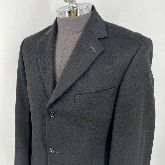 Zanetti 100% Cashmere 3 Button‎ Blazer Black Double Vent Tailored Made in Italy - Picture 3 of 9